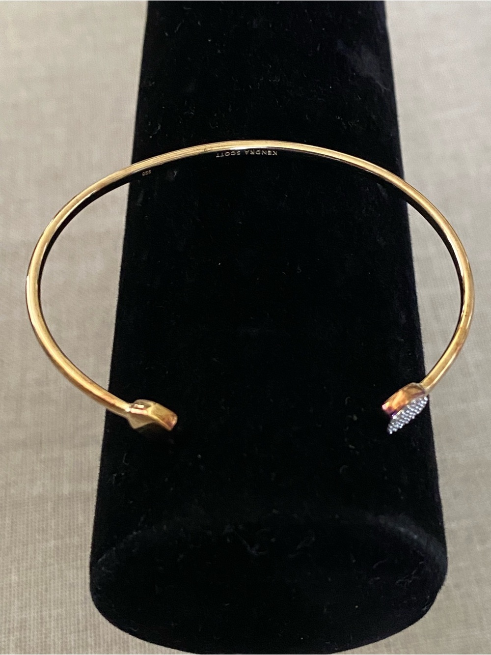 Kendra Scott Davis 18k Gold Vermeil Open Cuff Bracelet Pave Crystal Accents NEW